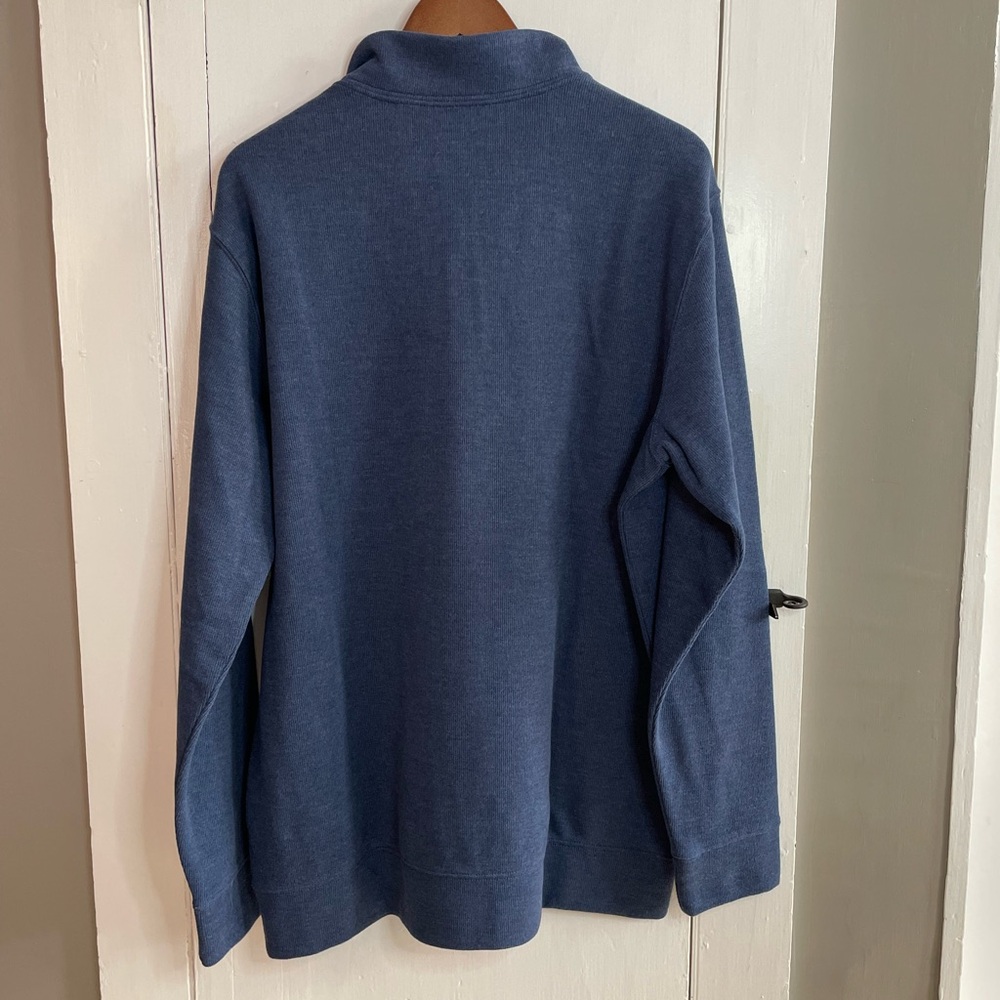 Lands' End Bedford Rib Men's Quarter-Zip Pullover Sweater Denim Heather Size XL - Picture 4 of 11